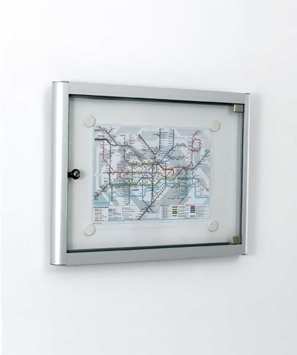 Schaukasten 332 2xA4 DIN A3 Silber eloxiert Sichtmass 420 x 297 mm Aluminium viertelrund – Bild 2