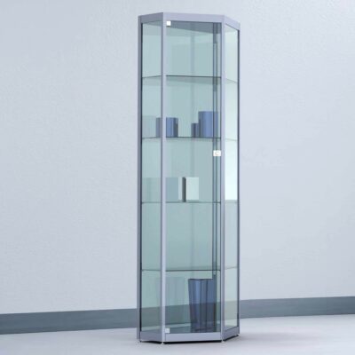 Standvitrine in Spitz-Eck-Form mit Flügeltür BXTXH 62x41x182cm