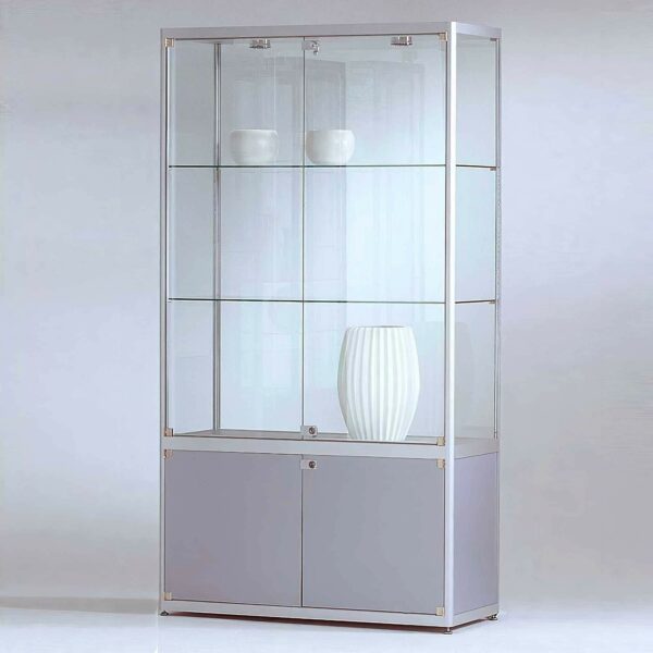 Standvitrine mit Flügeltüren und Unterschrank BXTXH 60-100x40x182cm