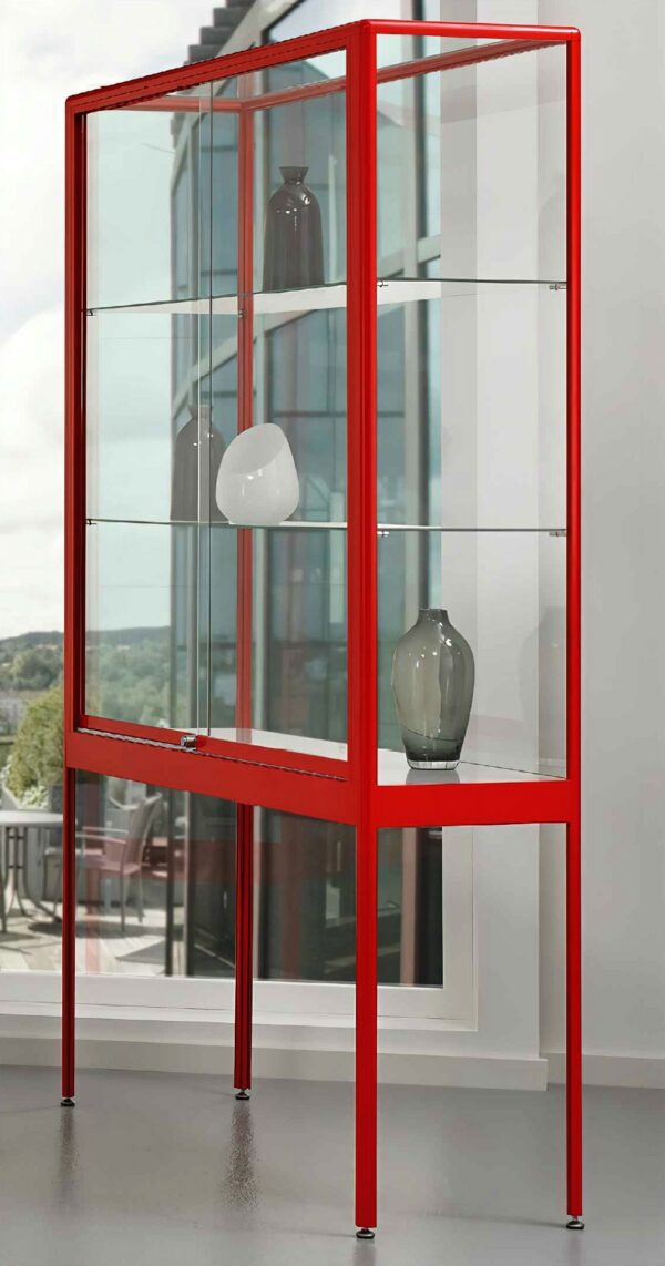 Hochbeinvitrine in rot Ral Farben
