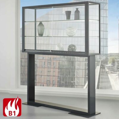 Brandschutzvitrine mit Schiebetüren und Designgestell, BXTXH 100-200x40x180cm