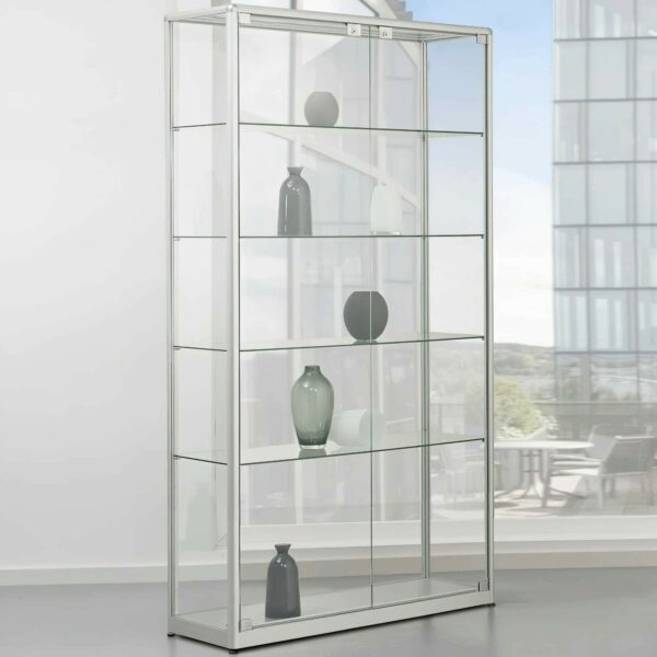 Standvitrine mit Flügeltüren b100xt40-50xh200cm