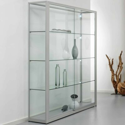 Standvitrine mit Schiebetüren b120xt40-60xh200cm