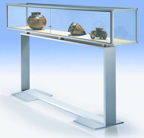 Thekenvitrine mit Schiebetür und Designgestell BXTXH 250x42x150cm