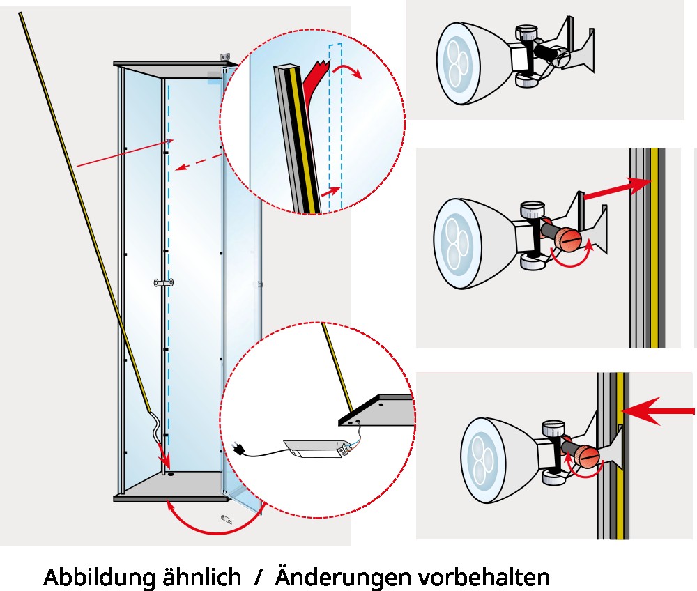 Standvitrine in Gleichschenklig 6-Eck Form mit Flügeltür BXTXH 58x50,2x182cm – Bild 3