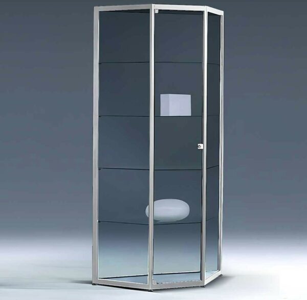 Standvitrine in Trapez-Form mit Flügeltür b95,3xt28,6xh182cm – Bild 2