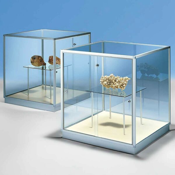 DESIGN Kubusvitrine mit Schiebetüren BXTXH 90x90x97cm – Bild 2