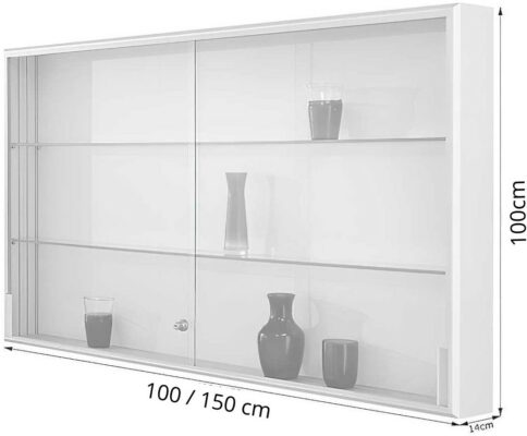 Wandvitrine mit Schiebetüren, Höhe 100cm