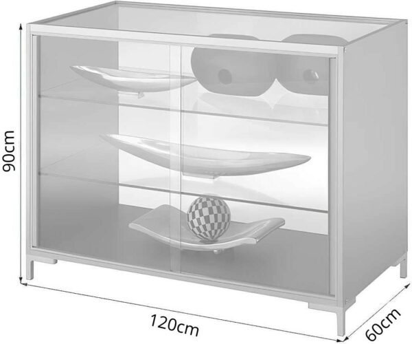Thekenmodul mit Schiebetüren, voll-verglast, BXTXH 120x60x90cm – Bild 2