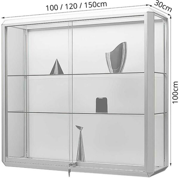 Wandvitrine mit Schiebetüren BXTXH 100-150x30x100cm – Bild 2