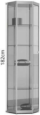 Standvitrine in Gleichschenklig 6-Eck Form mit Flügeltür BXTXH 58×50,2x182cm