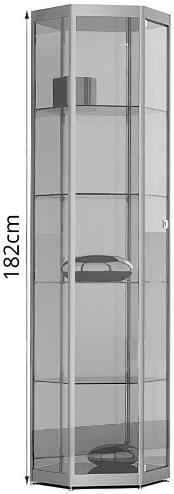 Standvitrine in Gleichschenklig 6-Eck Form mit Flügeltür BXTXH 58x50,2x182cm – Bild 2