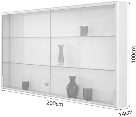Brandschutz-Wandvitrine mit Schiebetüren BXTXH 200x14x100cm