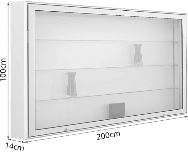 Wandvitrine mit Horizontaler Flügeltür BXTXH 200x14x100cm – Bild 5