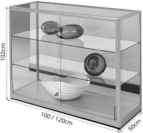 Brandschutz-Thekenvitrine mit Schiebetüren, BXTXH 100-120x50x102cm – Bild 2