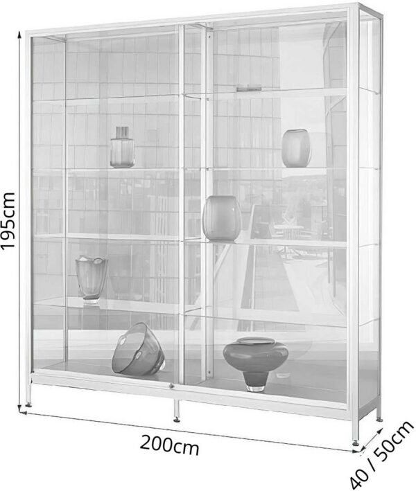 Brandschutzvitrine mit Schiebetüren, BXTXH 80-120x50x195cm – Bild 2