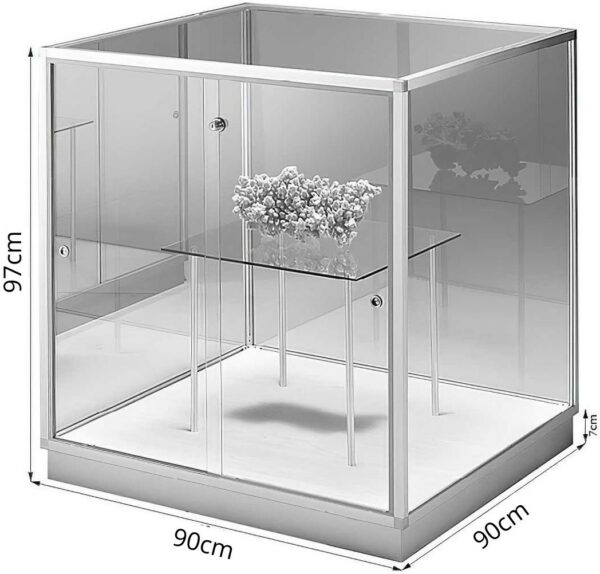 DESIGN Kubusvitrine mit Schiebetüren BXTXH 90x90x97cm – Bild 3