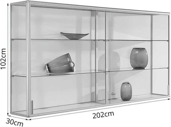 Wandvitrine mit Schiebetüren BXTXH 202x30x102cm – Bild 5