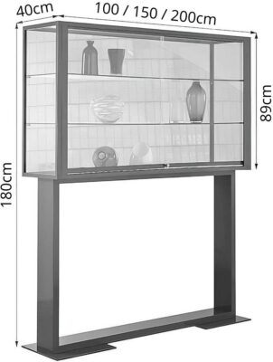Brandschutzvitrine mit Schiebetüren und Designgestell, BXTXH 100-200x40x180cm