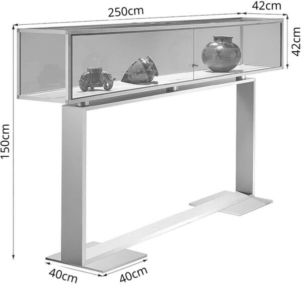 Thekenvitrine mit Schiebetür und Designgestell BXTXH 250x42x150cm – Bild 3