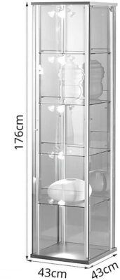 Rahmenlose Glasvitrine mit Flügeltür BXTXH 43x43x176cm