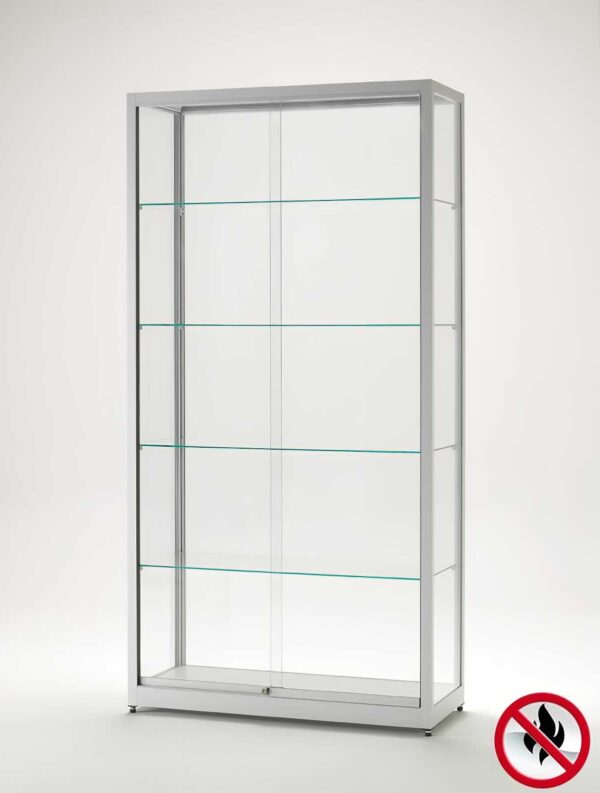 Brandschutzvitrine 1000 silber Aluminium eckig