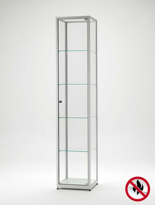 Brandschutzvitrine 400 silber Aluminium eckig