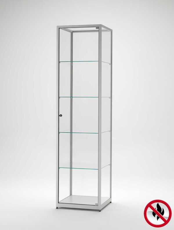 Brandschutzvitrine 500 silber Aluminium eckig