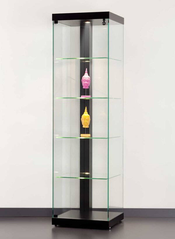 Vitrine LINEA 500 schwarz mit einer Säule, schwarz eloxiert – Bild 3