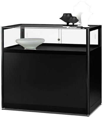 Thekenvitrine 1000 schwarz mit Sockel