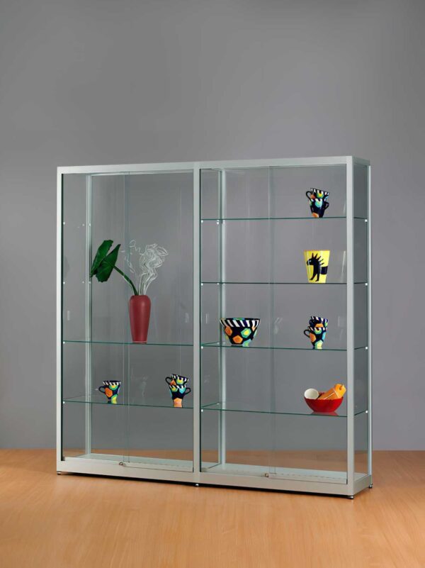 Vitrine Ganzglas V 311-198 Silber eloxiert Aluminium eckig