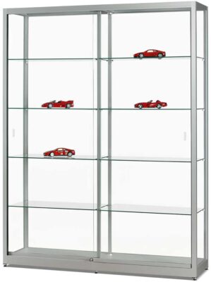 Vitrine Ganzglas 1500 Silber eloxiert Aluminium eckig