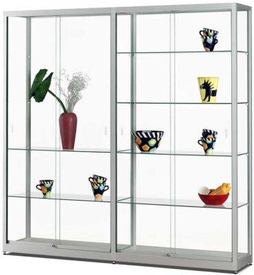 Vitrine Ganzglas V 311-198 Silber eloxiert Aluminium eckig