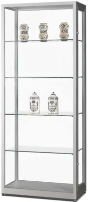 Staubdichte Vitrine 800 ohne Beleuchtung Aluminium eckig