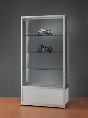 Staubdichte Vitrine 1000 silber mit Unterschrank