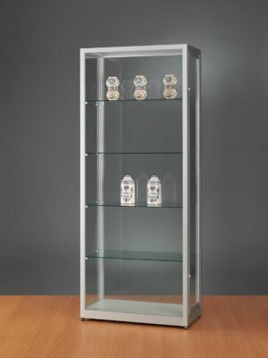 Staubdichte Vitrine 800 ohne Beleuchtung Aluminium eckig