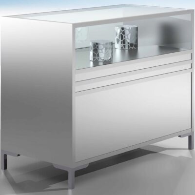 Thekenmodul mit Schiebetüren, 1/3-verglast, BXTXH 120x60x90cm