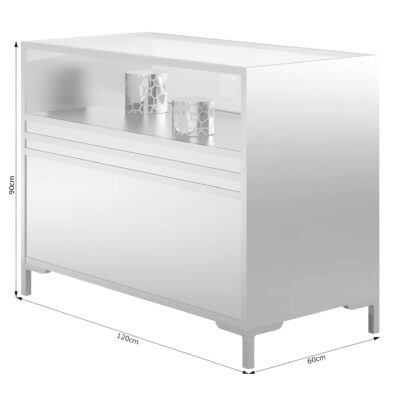 Thekenmodul mit Schiebetüren, 1/3-verglast, BXTXH 120x60x90cm