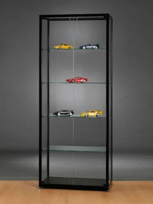 Vitrine 800 schwarz mit 2 draaideuren front