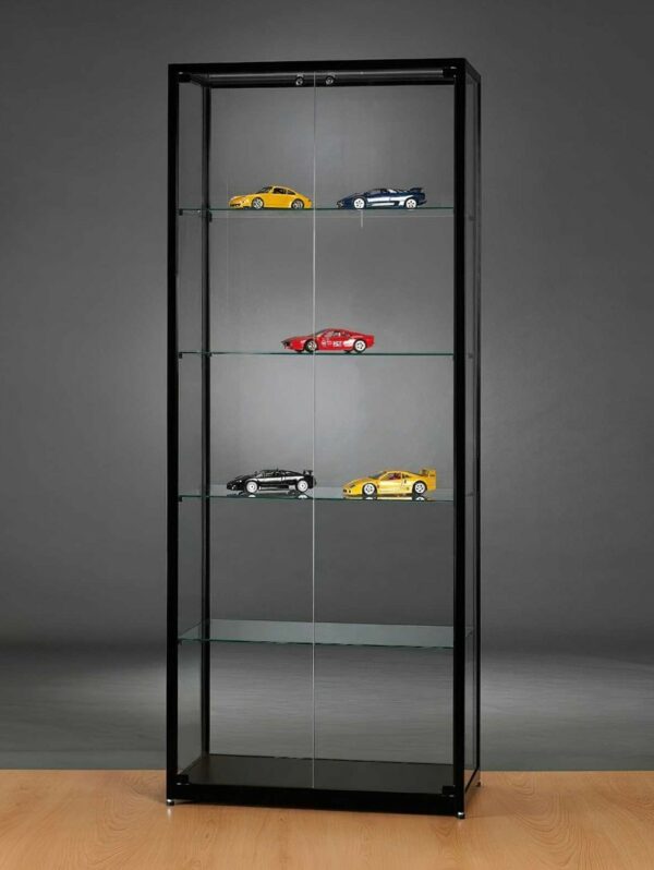 Vitrine 800 schwarz mit 2 draaideuren front