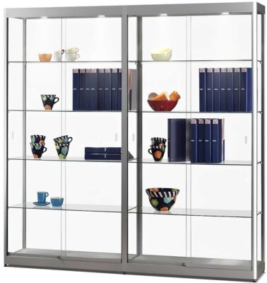 Breite Vitrine V 315-198 silber